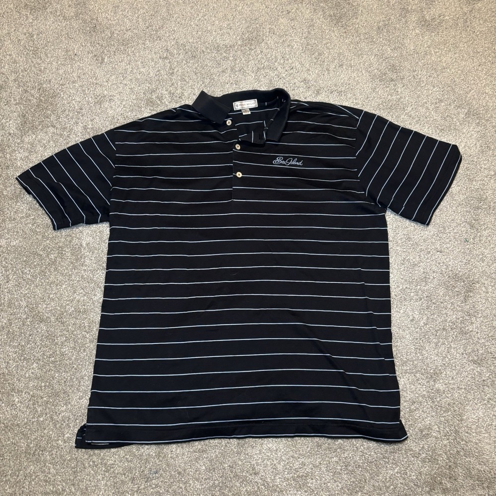 Peter Millar Men's  "Sea Island" Blue Golf polo shirt. Stripped Size Medium
